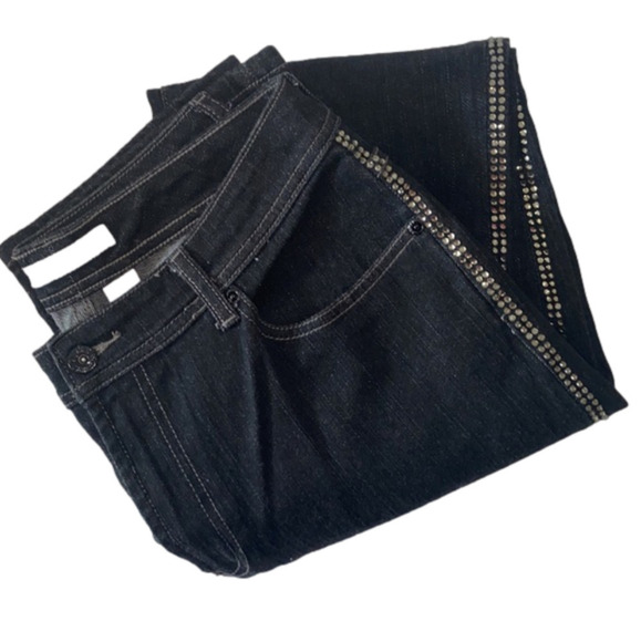 Chico's Platinum Alannia Jean Straight Leg High-Rise Stretch Embellished Jean - Picture 1 of 15